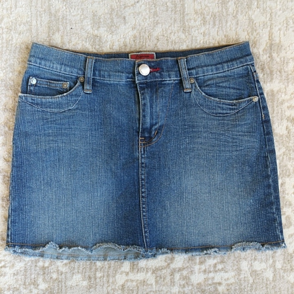 Premium Tommy Jeans Denim Red Label Frayed Hem Skirt J5 Blue